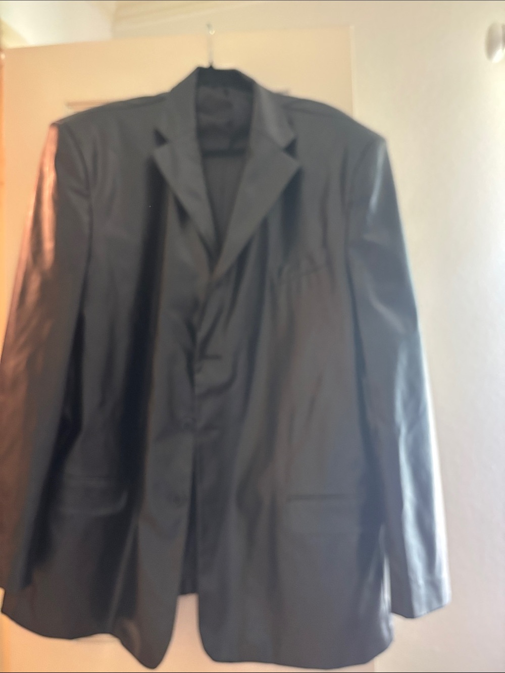 Men's Classic Black Leather Blazer